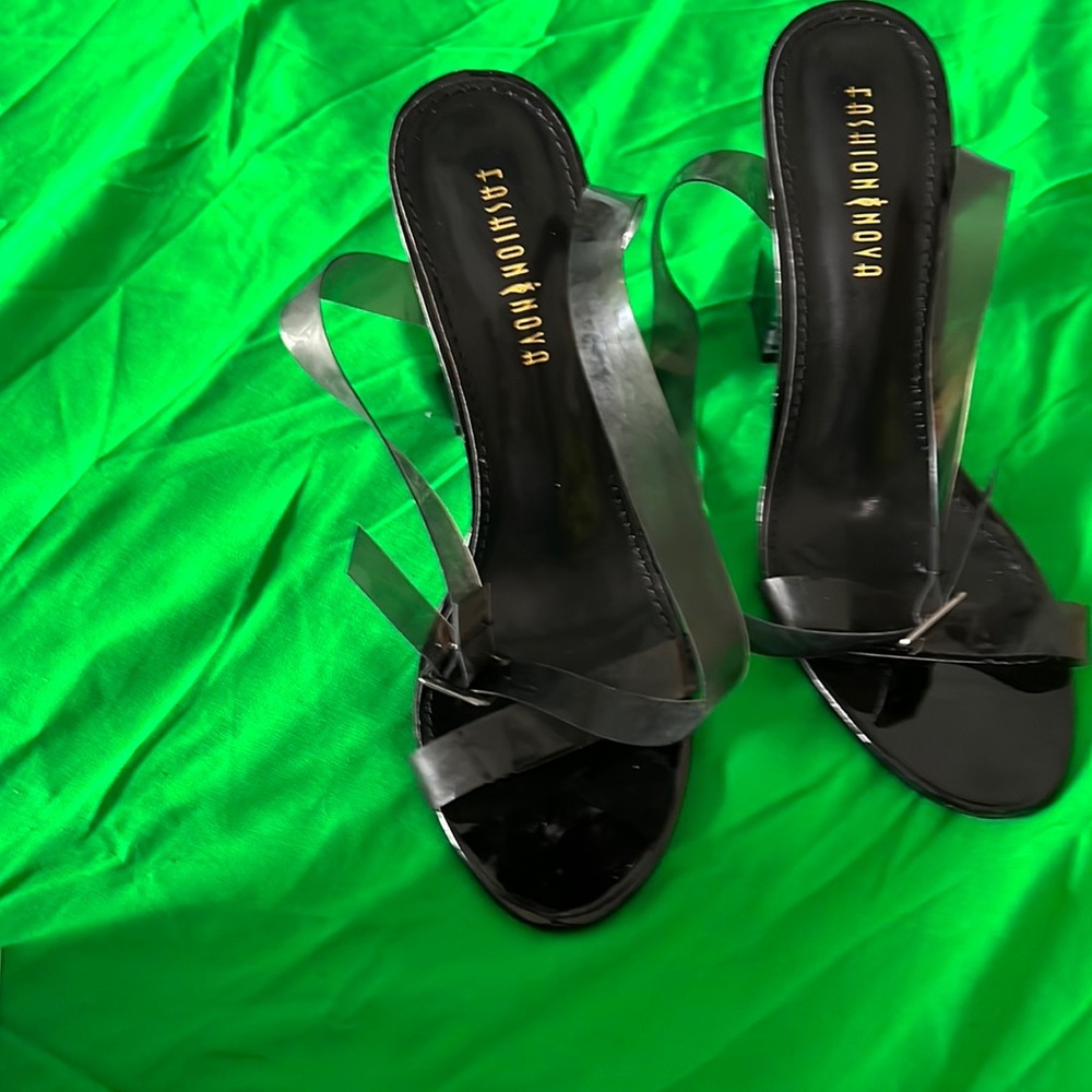 Black fashion nova glass slipper size 7.5